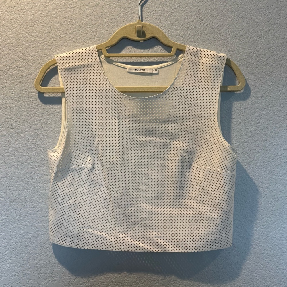Bailey 44 White Perforated Sleeveless Crop Top